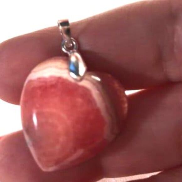 Beautiful Rhodochrosite Heart Pendant - Picture 4 of 5